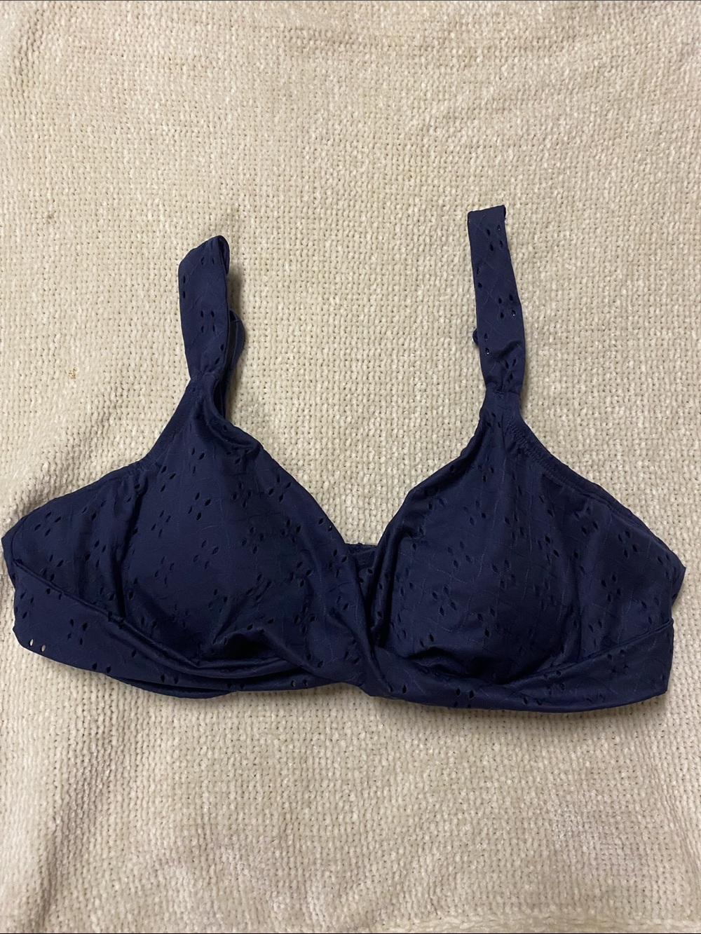 Draper James Navy Eyelet Underwire Swim Top